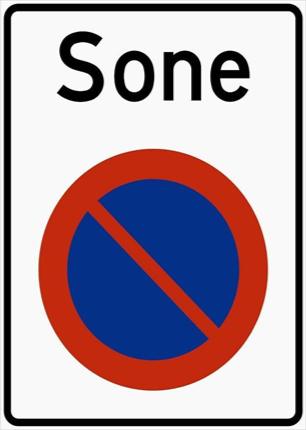 Trafikkskilt: Sone med parkeringsforbud